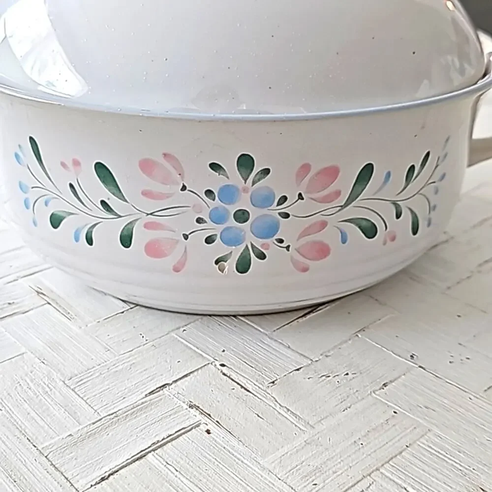 Fasino Vintage Japan Stoneware Casserole Serving Dish with Lid Floral 11
